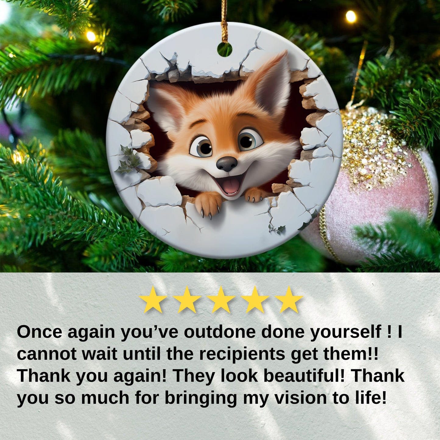 Cute Fox Cracking Ornament Christmas Decoration product