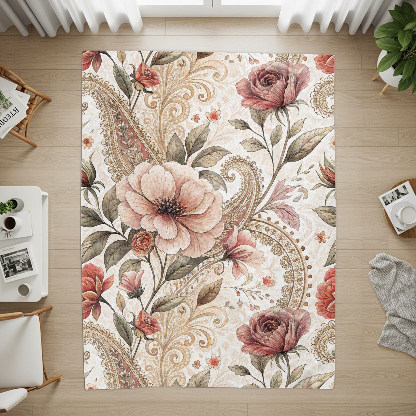 Floral Arrangement Elegant Paisley Pattern Vintage Style - Walk Greener