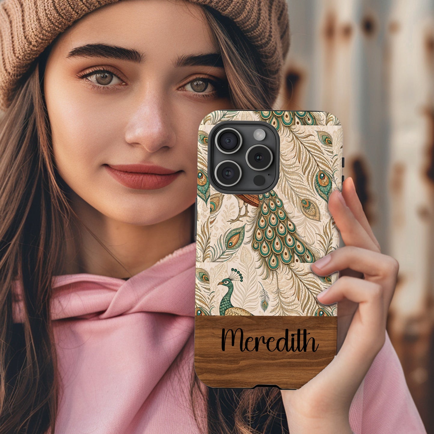 Customizable Peacock Feather Design Phone Case