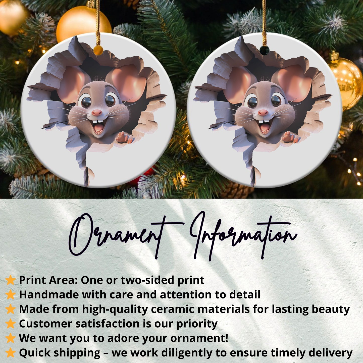 Cute Christmas Ornament with Adorable Mouse Design product type