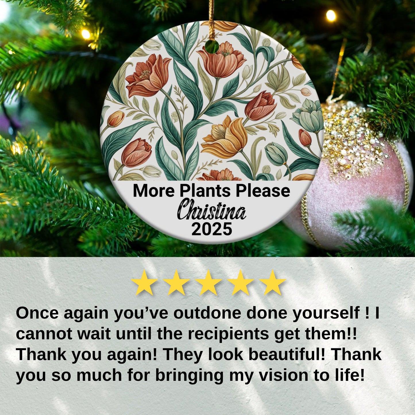 Botanical Floral Design Christmas Ornament product