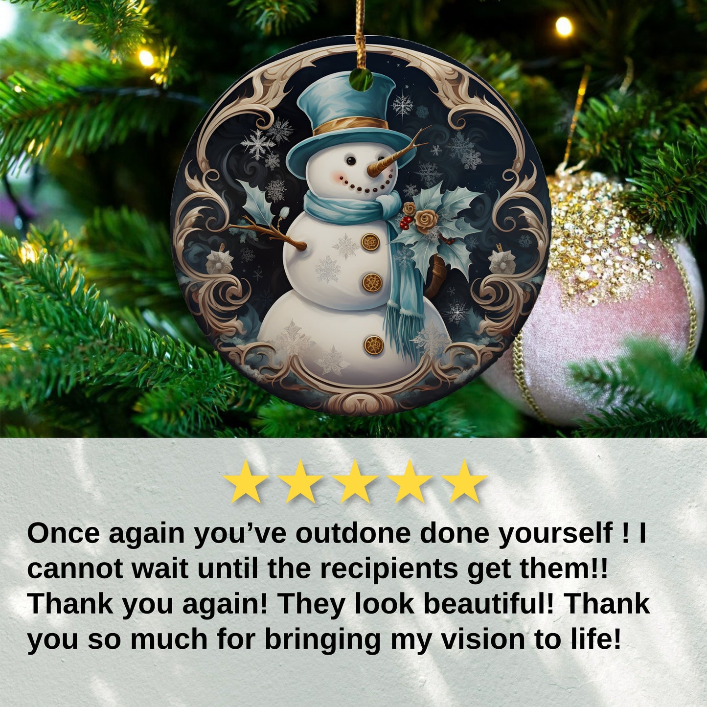 Snowman With Scarf Christmas Tree Ornament product