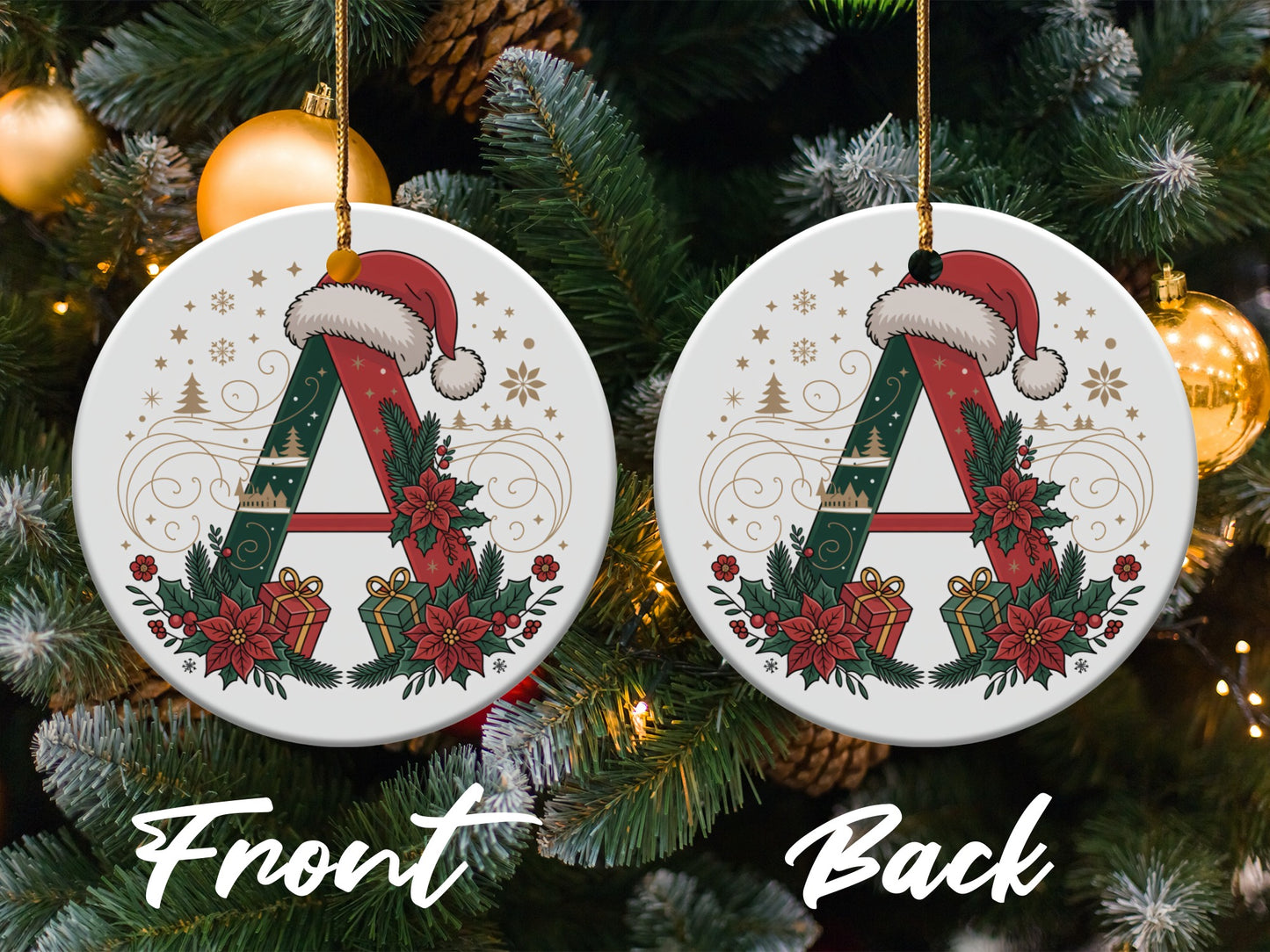 Holiday Themed Letter A Christmas Ornament product