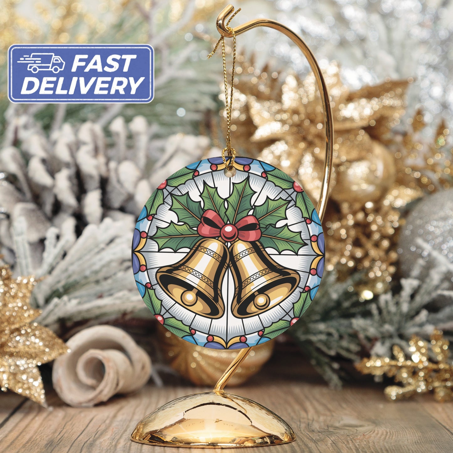 Festive Holiday Bells Christmas Ornament Product