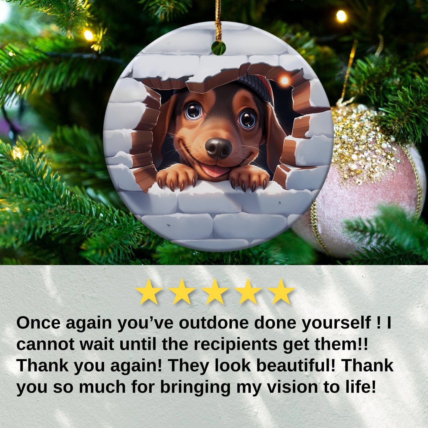 Playful Dachshund Peeking Through Wall Ornament product type