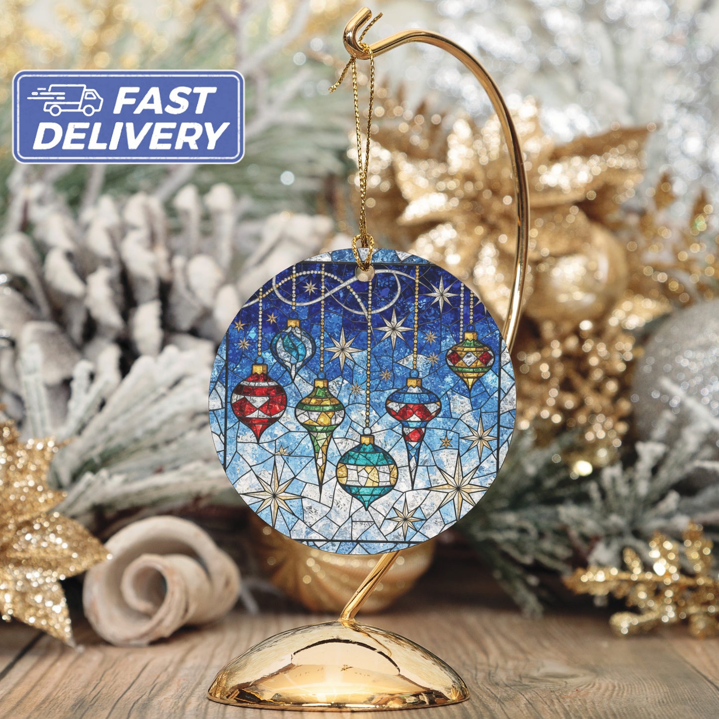 Colorful Ornaments Stained Glass Art Ornament product type