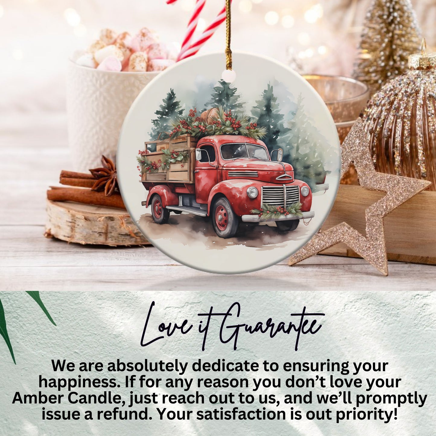 Vintage Red Truck Christmas Tree Ornament product type