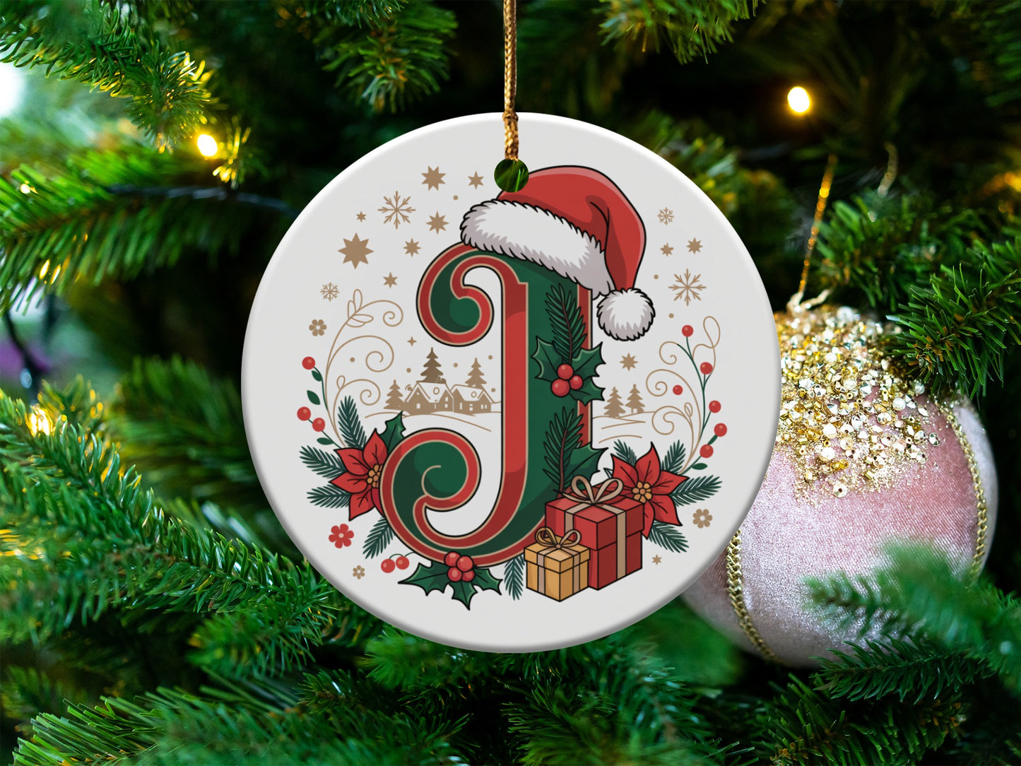 Festive Ornament with Initial J Christmas Decorations product