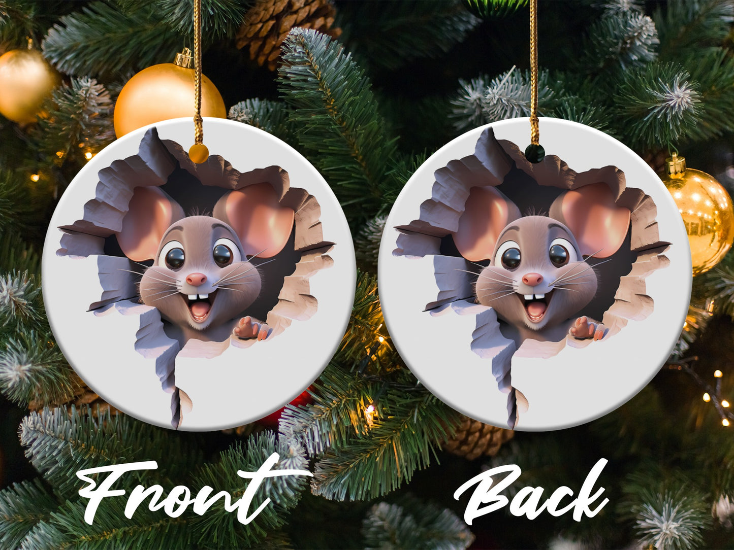 Cute Mouse Breaking Through Design Christmas product