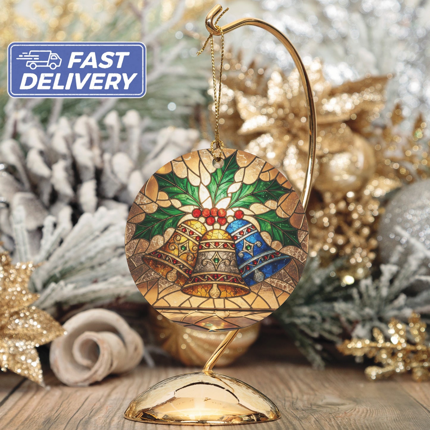 Festive Holiday Bells Ornament Decoration product
