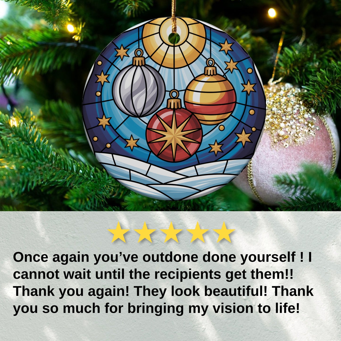 Colorful Star and Baubles Sphere Shaped Ornament product