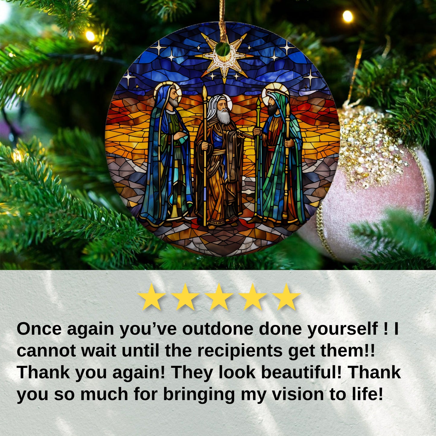 Stained Glass Three Wise Men Ornament product