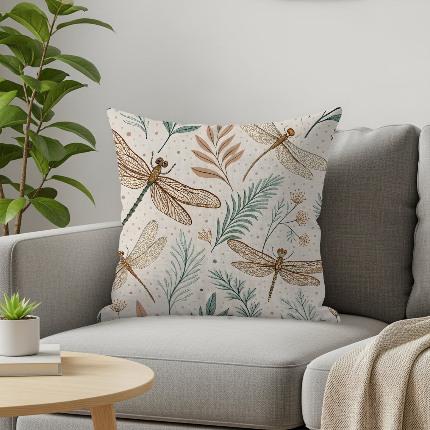 Elegant Dragonfly Design Decorative Pillow Cover