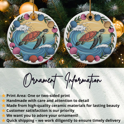Charming Sea Turtle Double-Sided Ornament Print product type