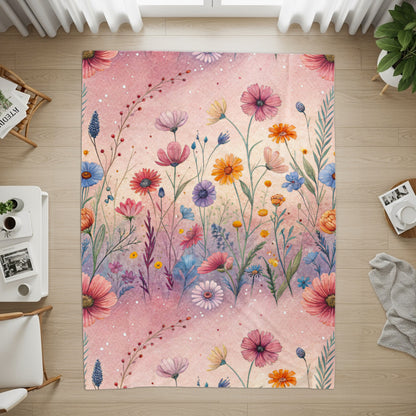 Floral Fantasy A Watercolor Dream Velveteen Plush Blankets - Walk Greener