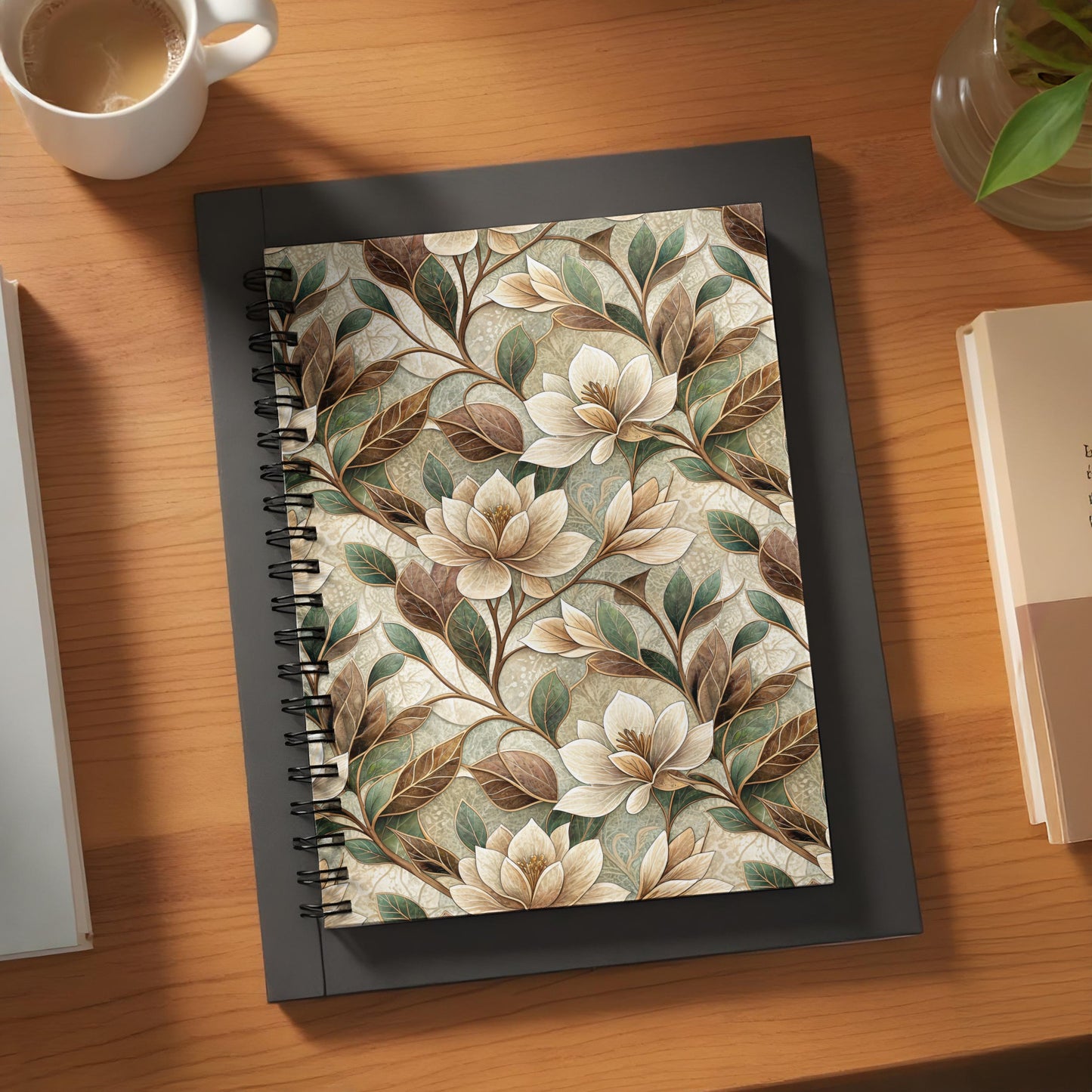 Elegant Floral Design Spiral Bound Notebook