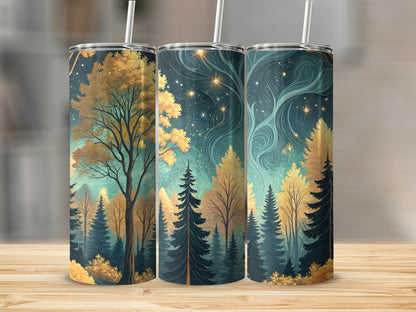 Enchanted Forest Scenic Tall Tumbler with Straw