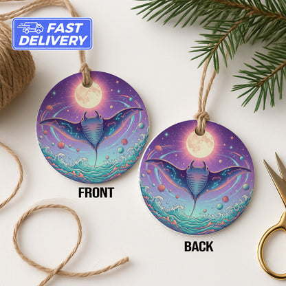 Stunning Ocean-themed Manta Ray Moon Ornament product type
