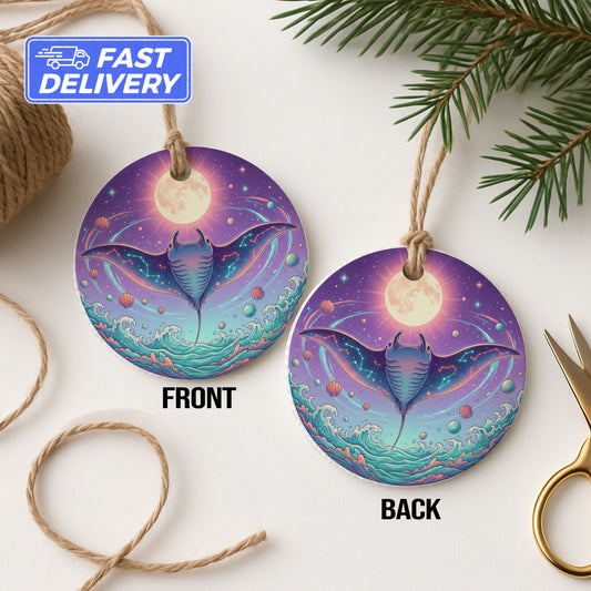 Stunning Ocean-themed Manta Ray Moon Ornament product type