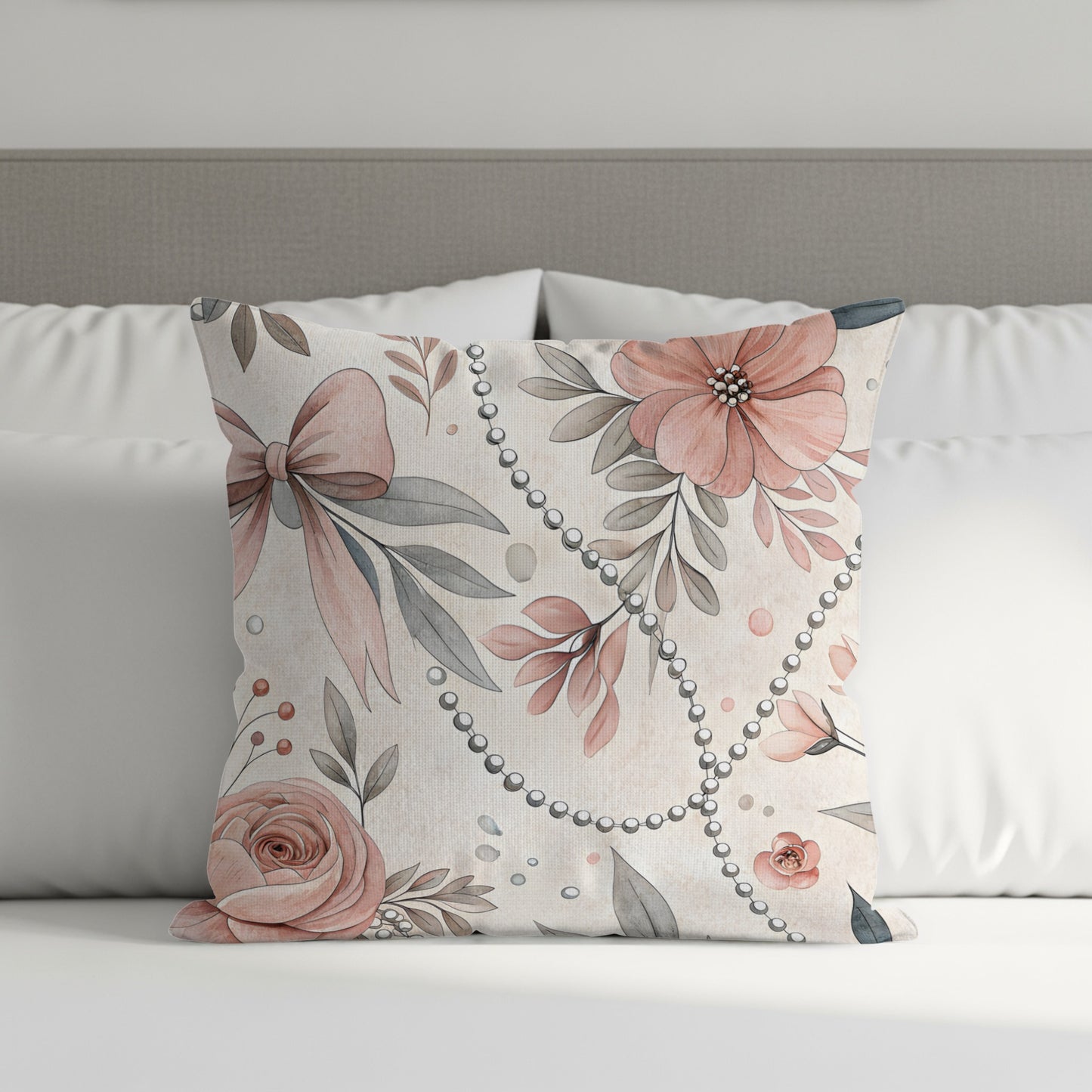 Elegant Floral Pattern Throw Pillow for Home Decor