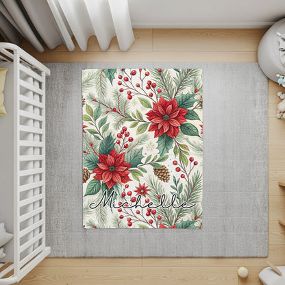 Festive Floral Themed Personalized Rug Michelle