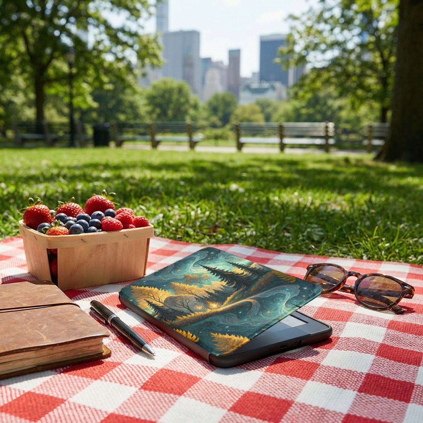 Enchanting Forest Scenic Tablet Case for Outdoor Relaxation