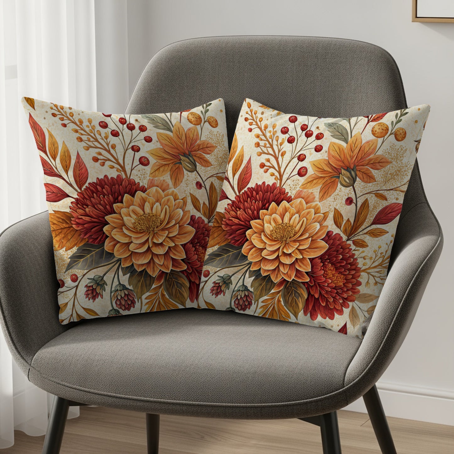Floral Autumn Decorative Throw Pillows for Home Decor