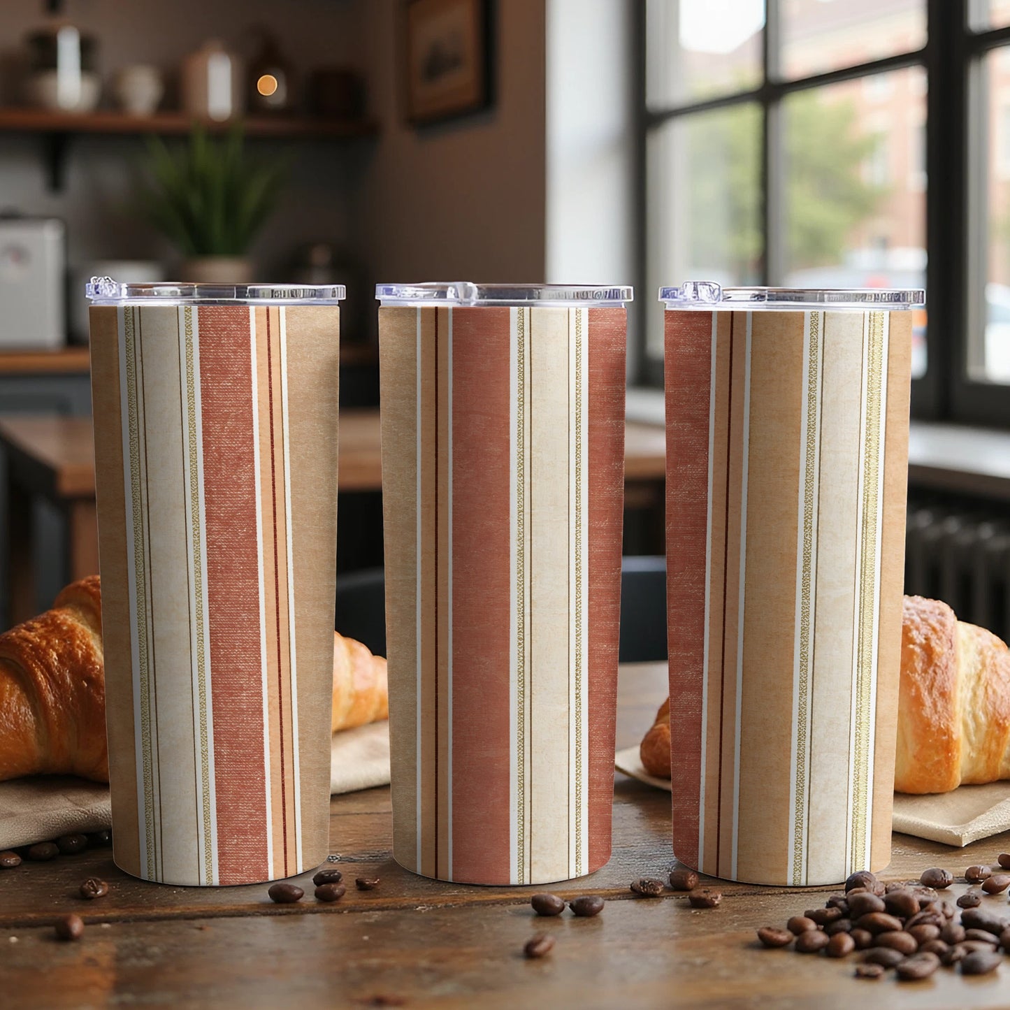 Rustic Striped Design Tall Travel Mug Product