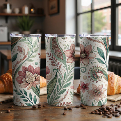 Floral Garden Paisley Design Perfect 20 oz Skinny Tumbler - Walk Greener
