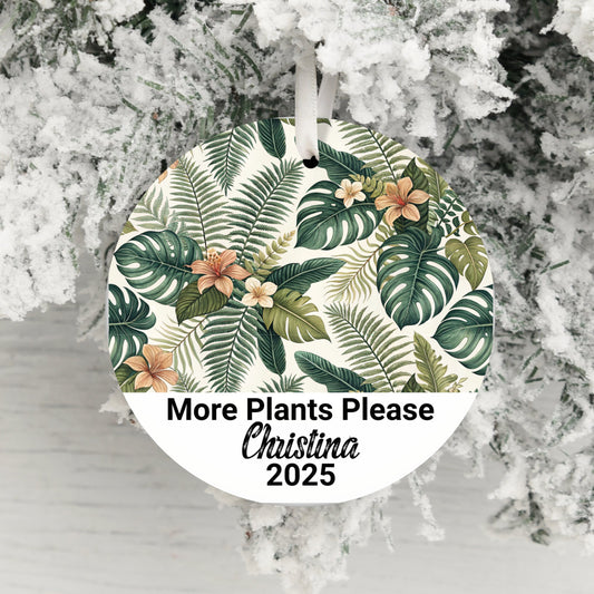 More Plants Please Custom Round Ornament product type