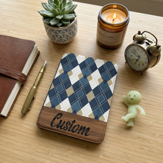 Custom Argyle Pattern Notepad for Desk Decor