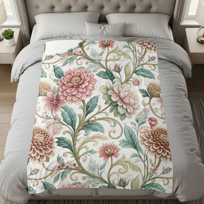 Floral Vintage Pattern with Swirls and Dalias Design - Walk Greener