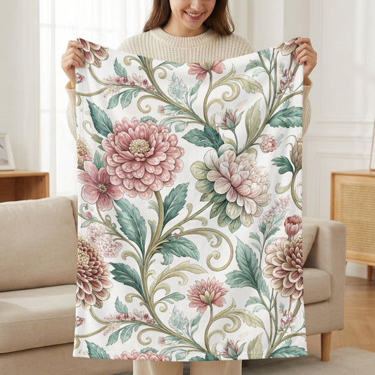 Floral Vintage Pattern with Swirls and Dalias Design - Walk Greener