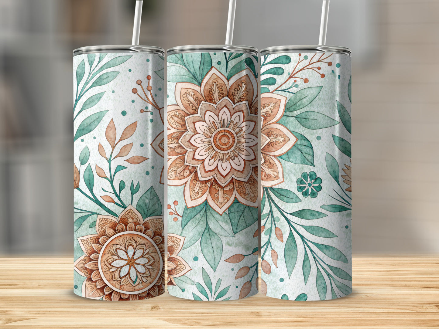 Floral Pattern Aesthetic on a 20 oz Skinny Tumbler - Walk Greener