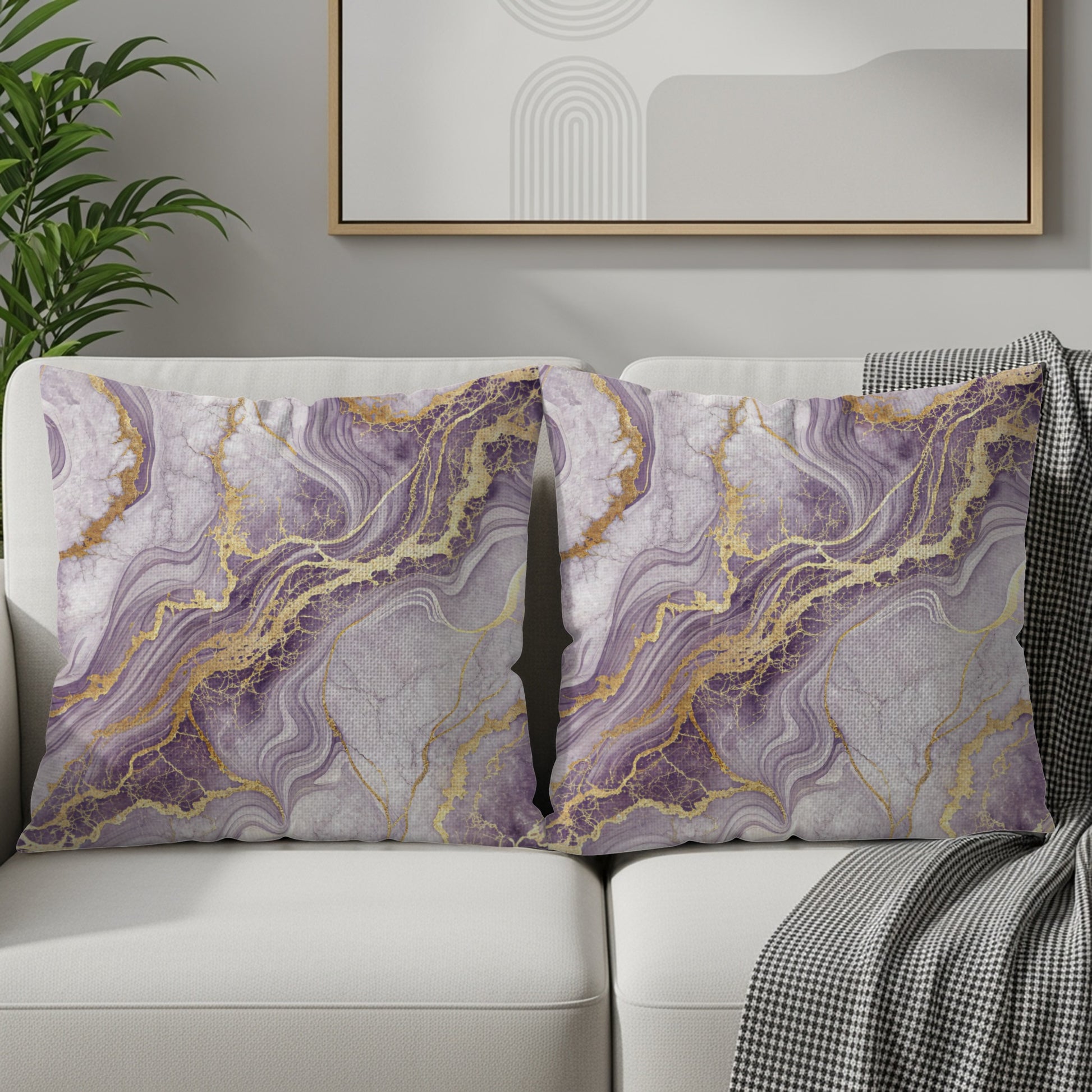 Elegant Purple Marble Print Cushion Cover Pillow Decor