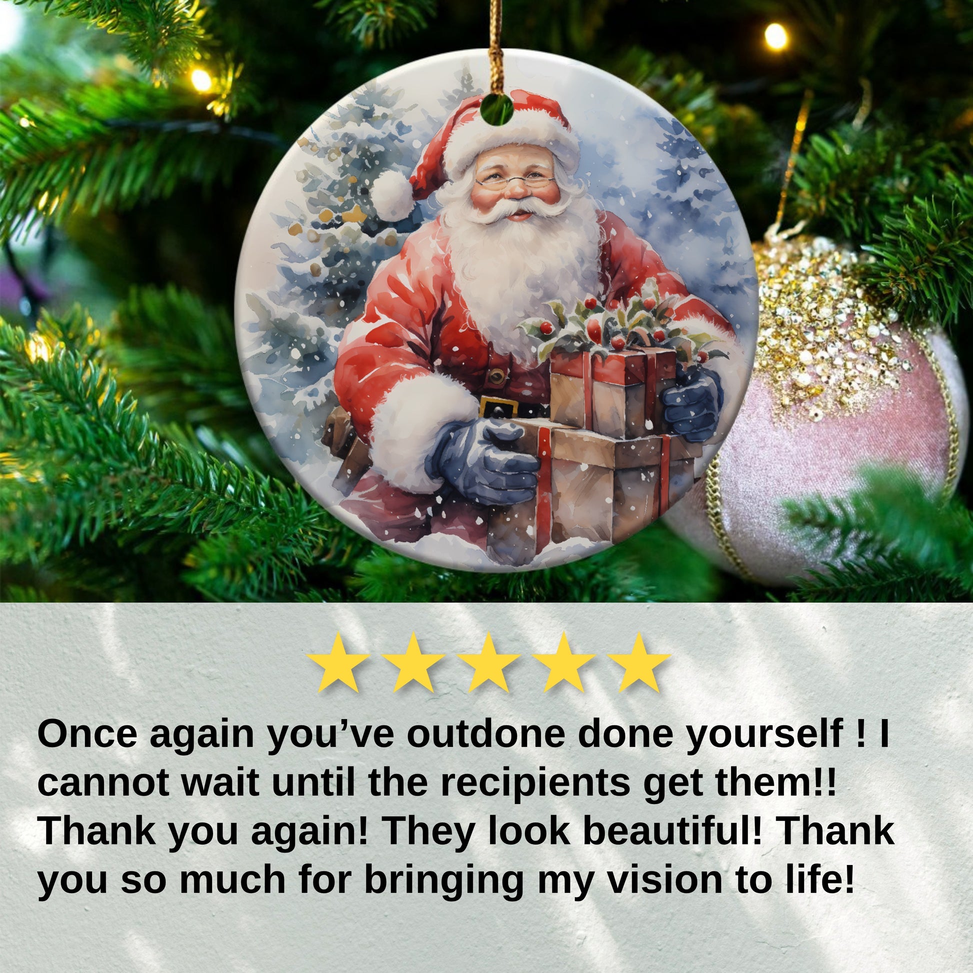 Santa Claus Holding Gifts Christmas Ornament product type