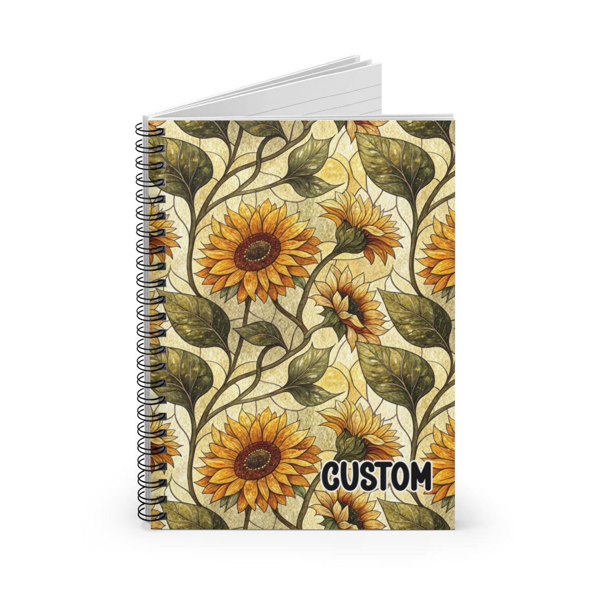 Sunflower Design Custom Spiral Notebook