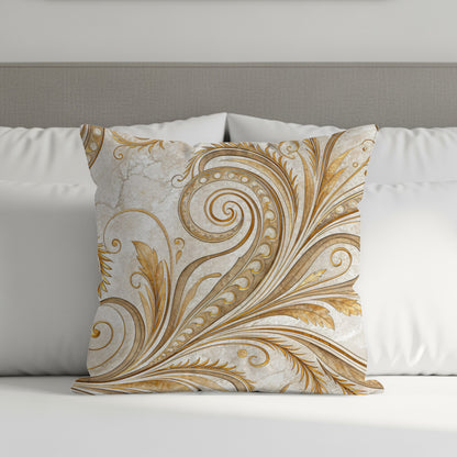 Elegant Golden Scroll Decorative Throw Pillow