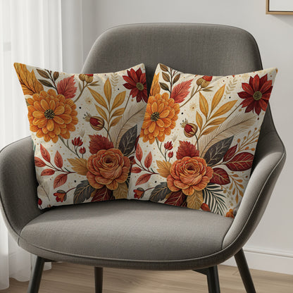 Vibrant Autumn Floral Throw Pillow Decor Set of 2
