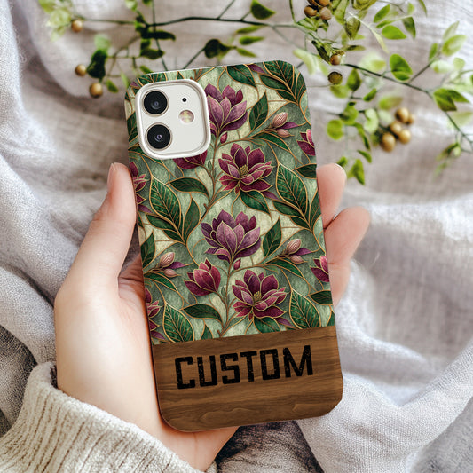 Custom Floral Pattern Phone Case with Personalization