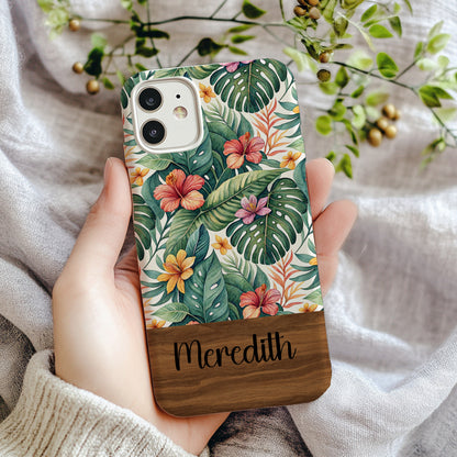 Personalized Tropical Floral Design Phone Case