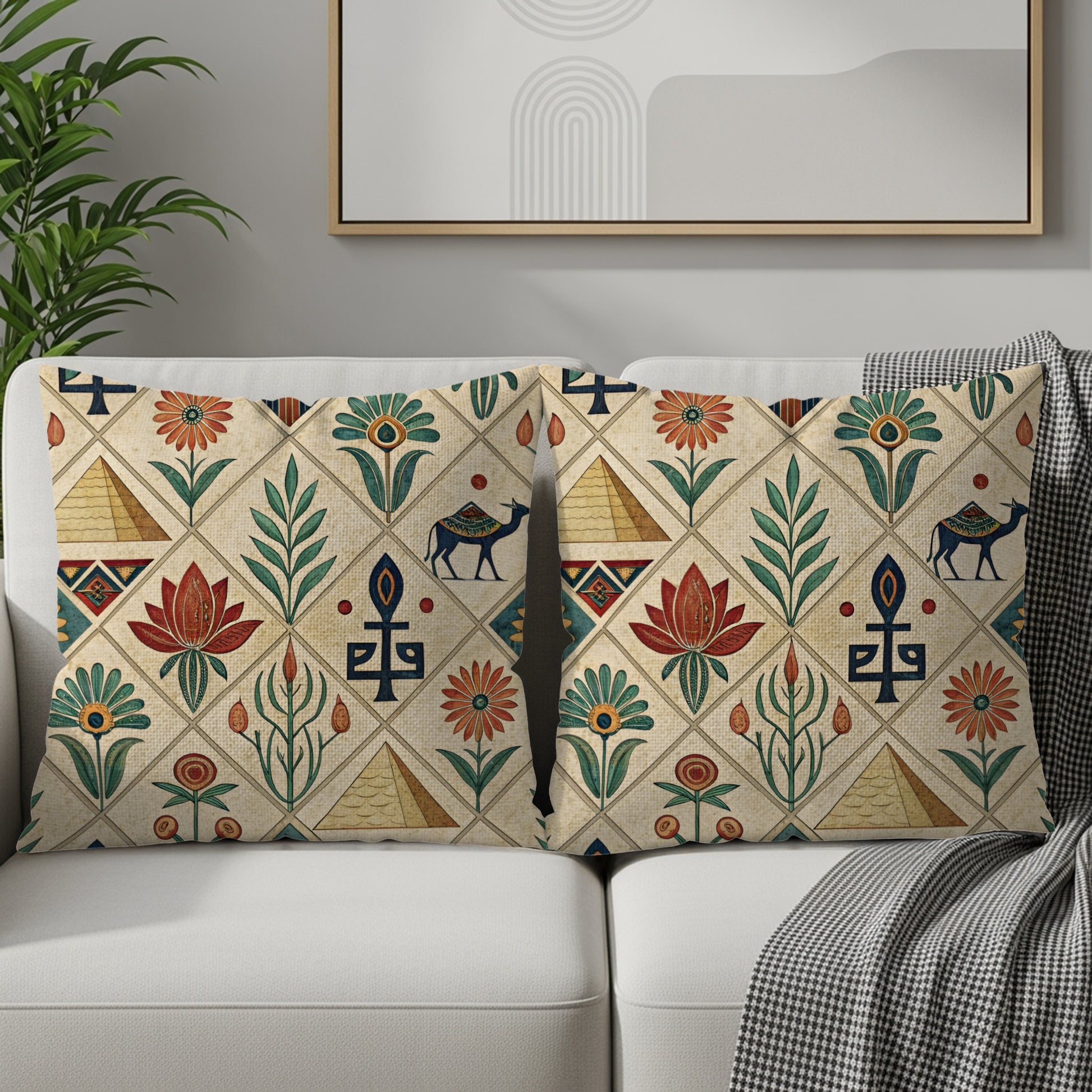 Colorful Decorative Throw Pillows with Geometric Design