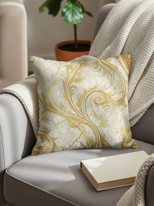 Elegant Gold Swirl Design Decorative Throw Pillow