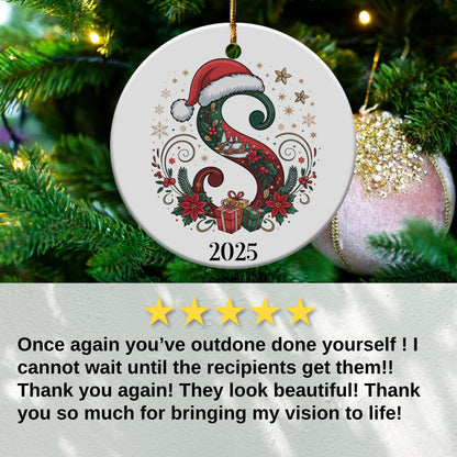 Festive Santa Hat with Floral Decor 2025 Ornament product