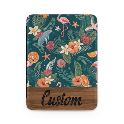 Tropical Floral Design Custom Notebook with Flamingos
