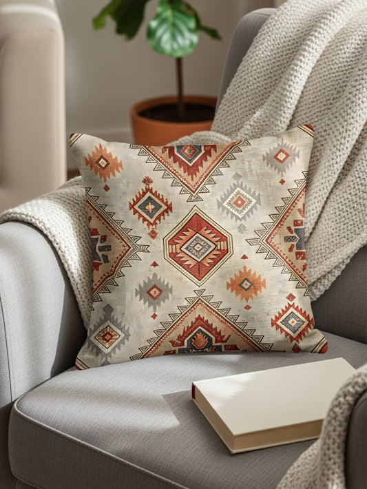 Southwestern Style Geometric Pattern Throw Pillow Cover