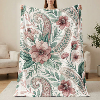 Floral Paisley Art Nouveau Design Pattern Pink and Green - Walk Greener