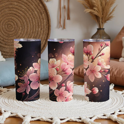 Elegant Pink Cherry Blossom Design Drink Tumblers