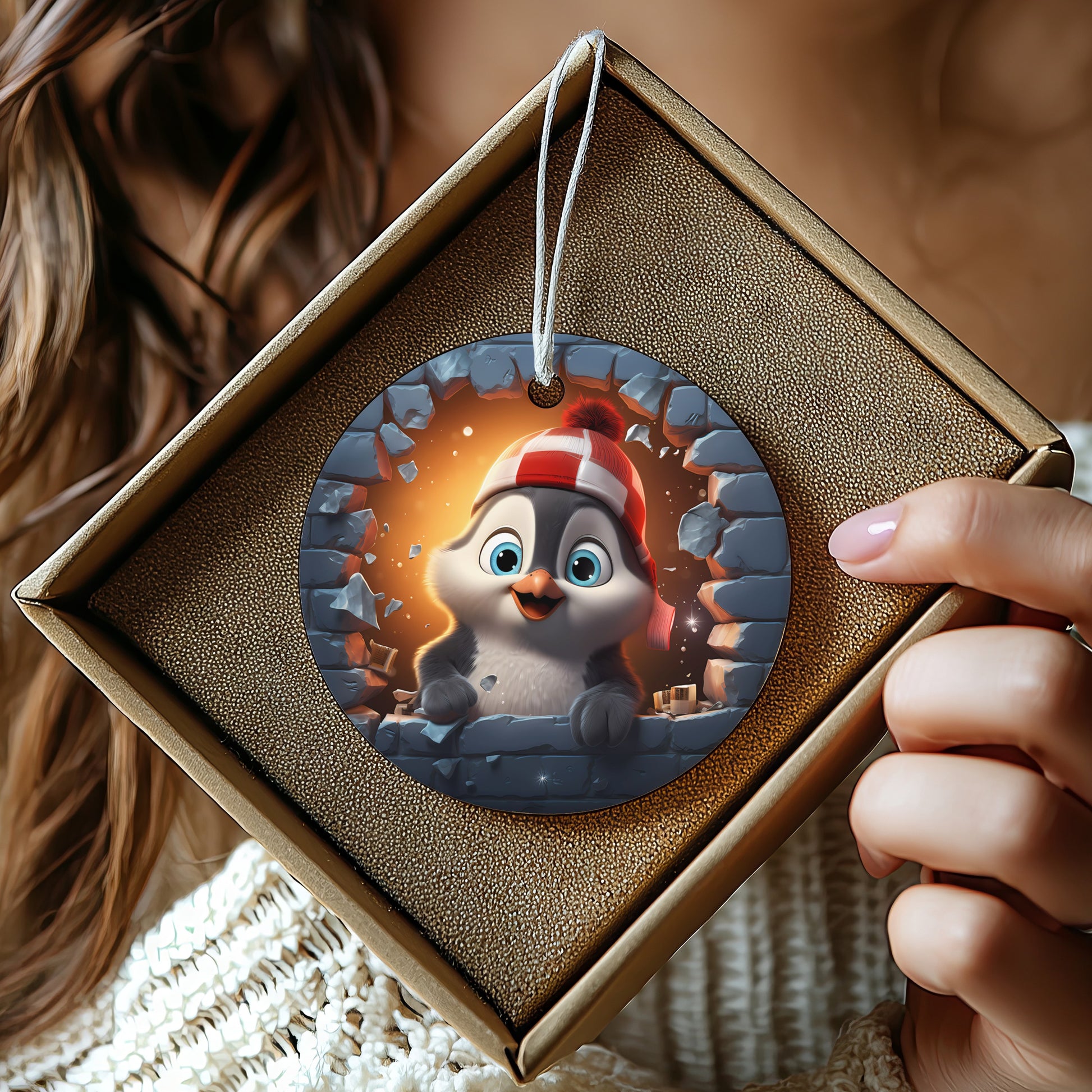 Cute Penguin in Winter Scene Hanging Ornament product type