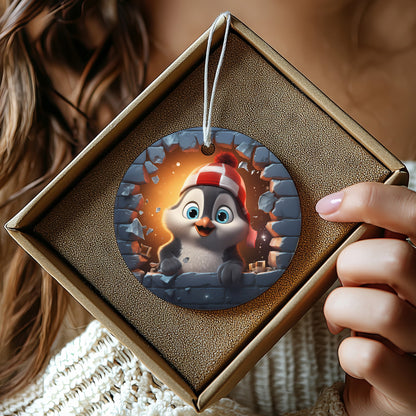Cute Penguin in Winter Scene Hanging Ornament product type